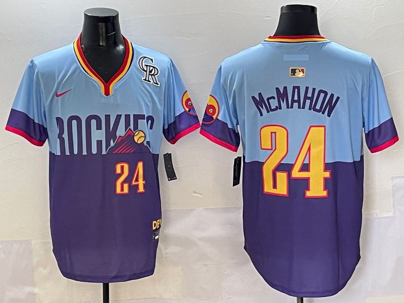 Men Colorado Rockies #24 Mcmahon Purple blue Joint Name 2025 Nike MLB Jersey style 5->colorado rockies->MLB Jersey